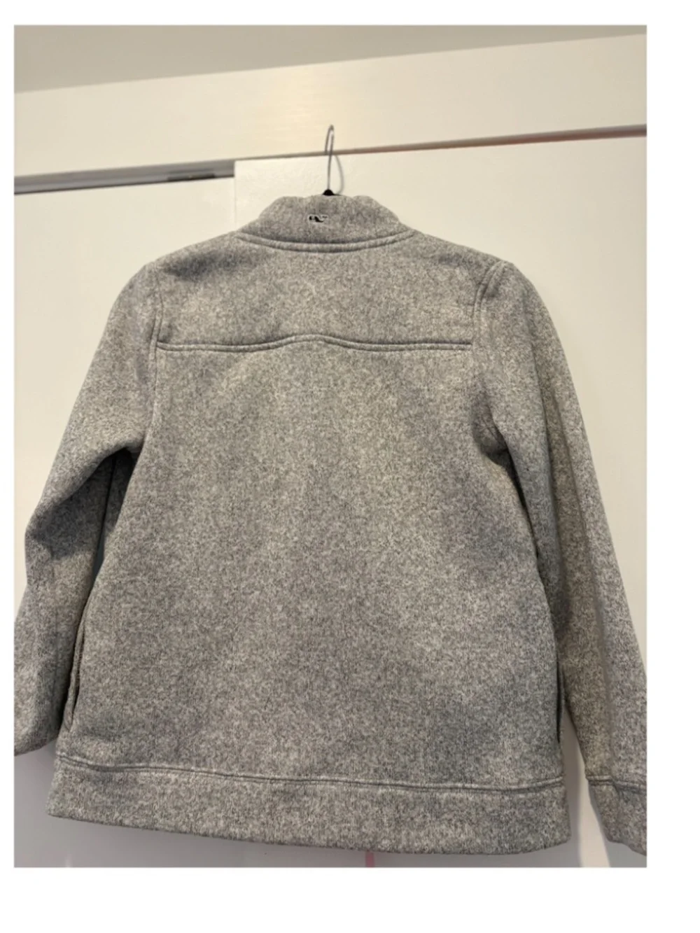 Vineyard Vines Girls Heather Gray Sweater Fleece Full Zip Jacket Pink Trim L 10-